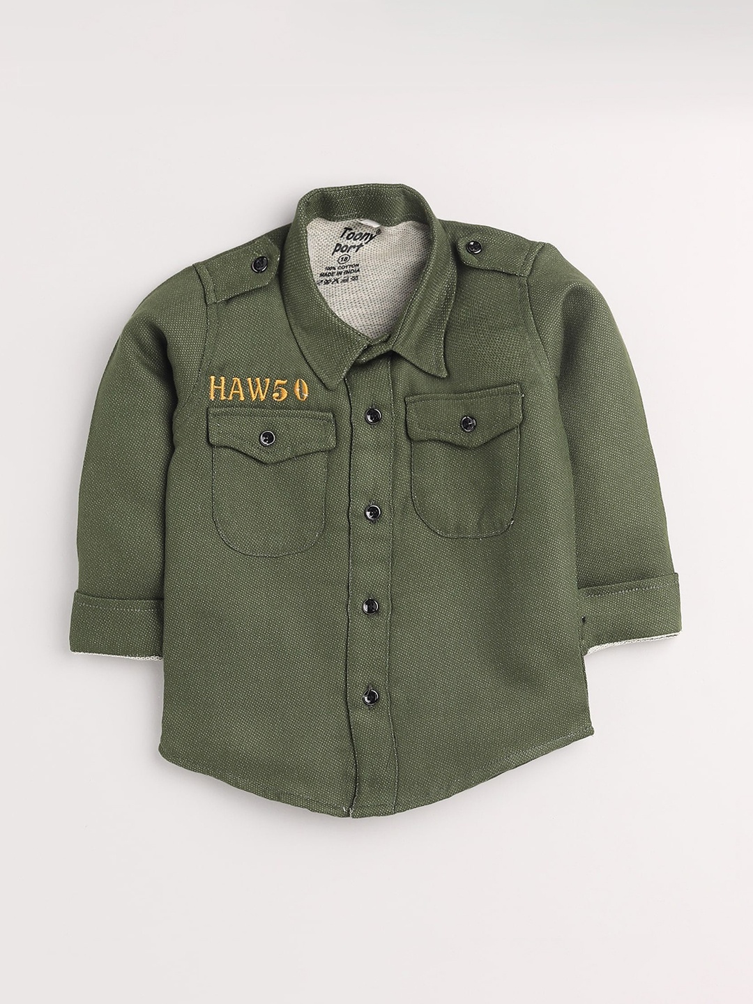 

Toonyport Boys Green Opaque Casual Shirt