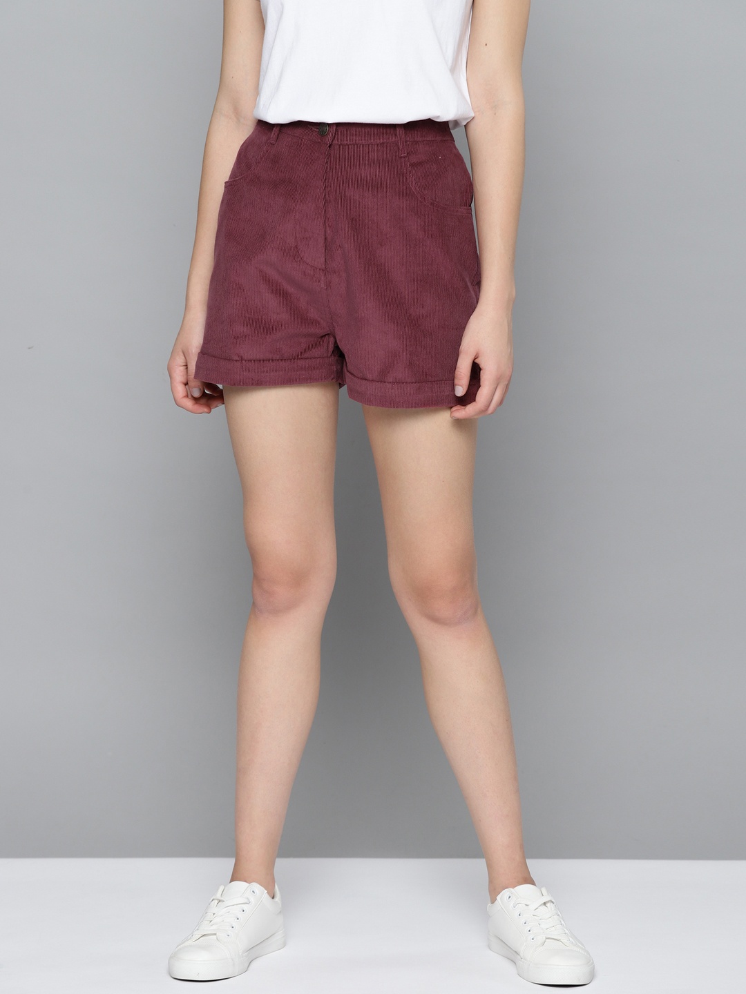 

Mast & Harbour Women Burgundy Regular Shorts
