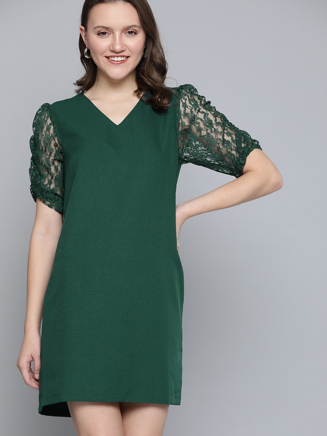 

Mast & Harbour Women Green Solid A-Line Dress