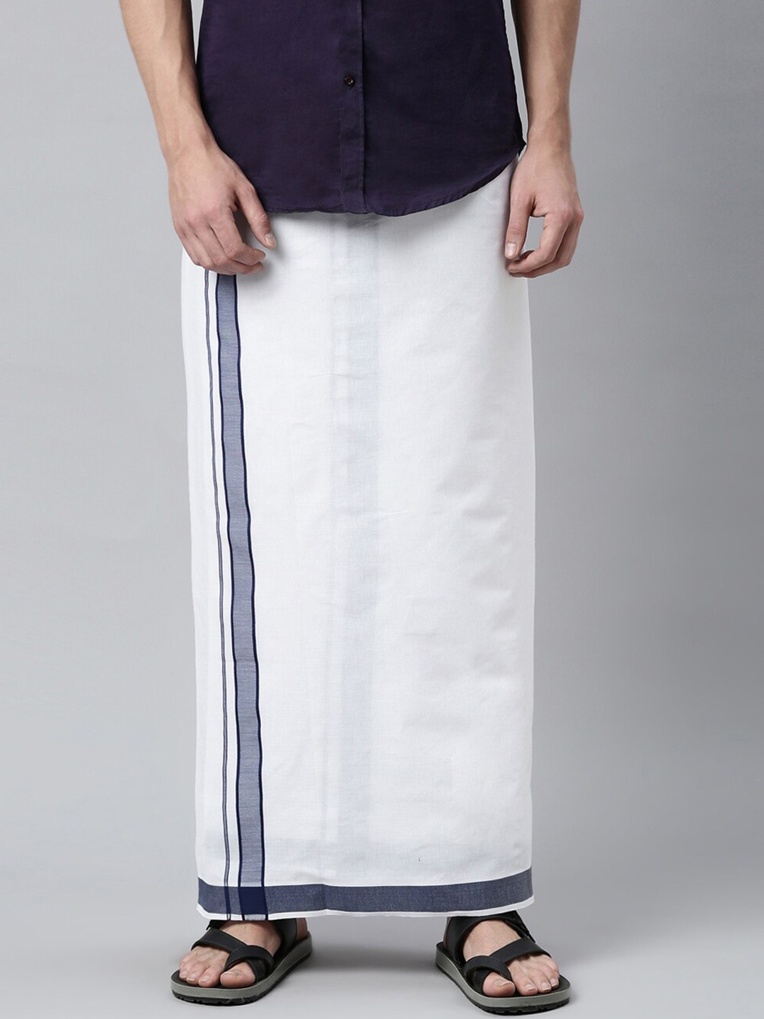 

Jansons Men White Solid Cotton Dhoti
