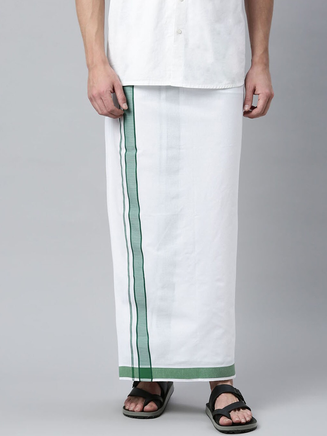 

Jansons Men White Solid Dhoti