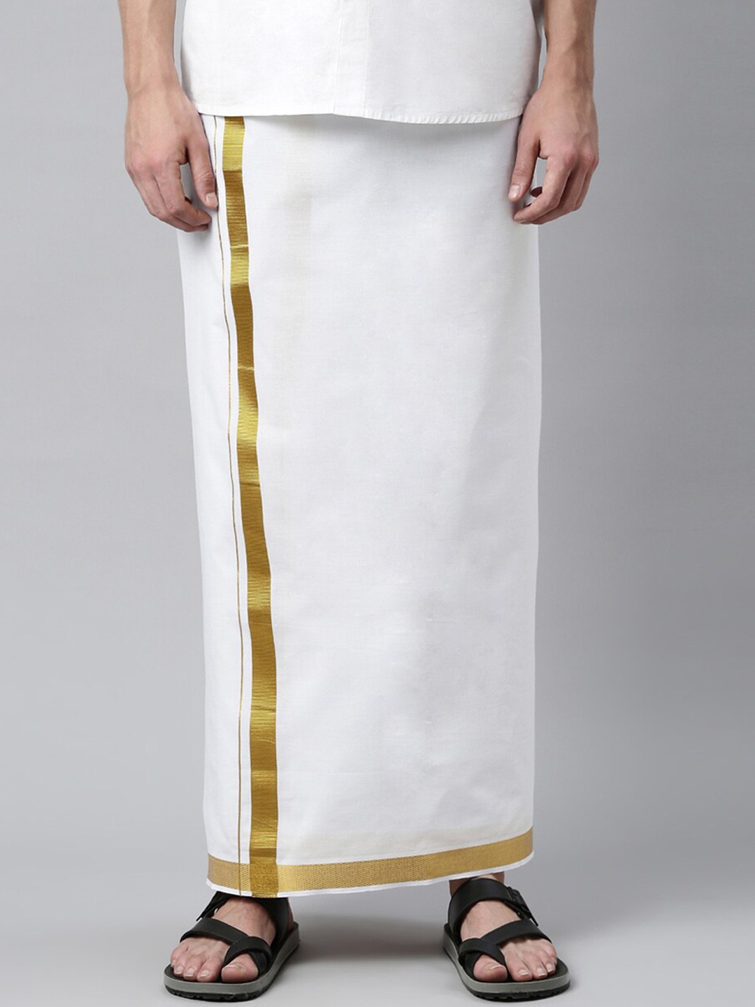 

Jansons Men White Solid Cotton Dhoti
