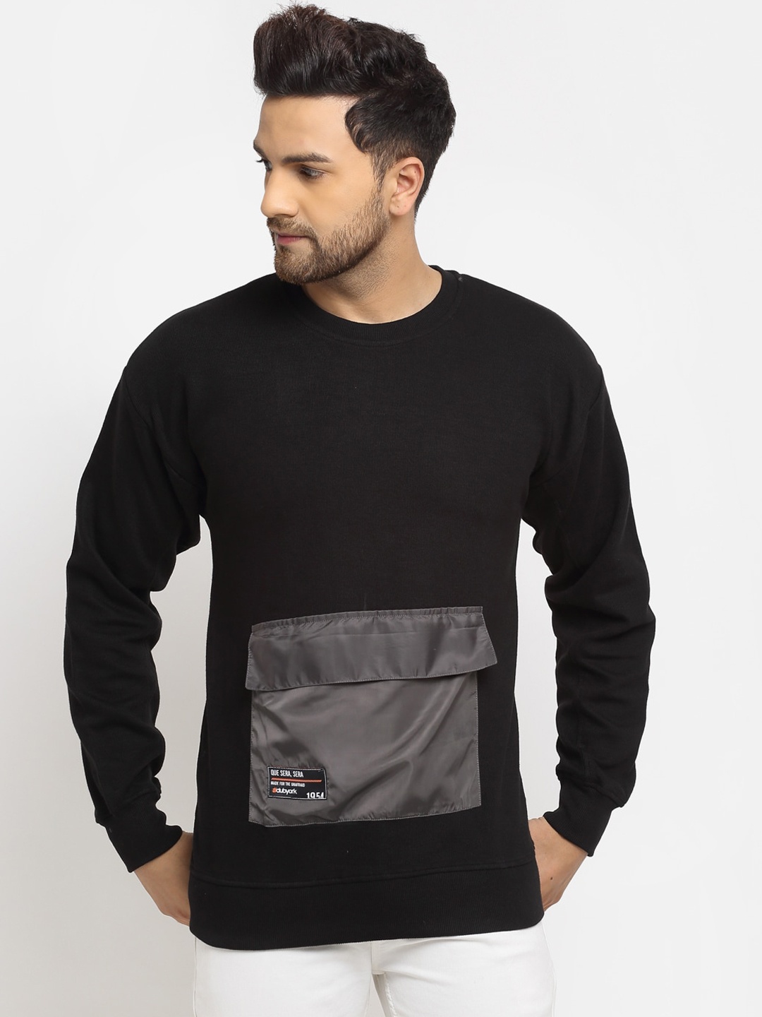 

Club York Men Black & Grey Colourblocked Pullover Sweatshirt