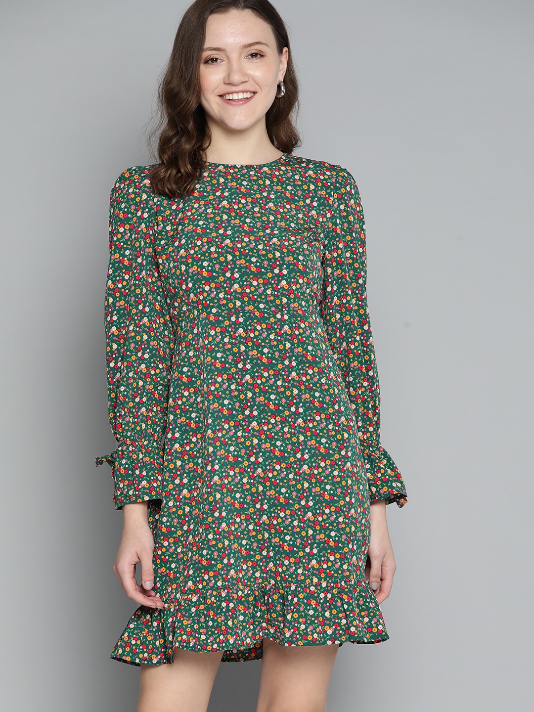 

Mast & Harbour Green & Pink Floral Print Shift Dress