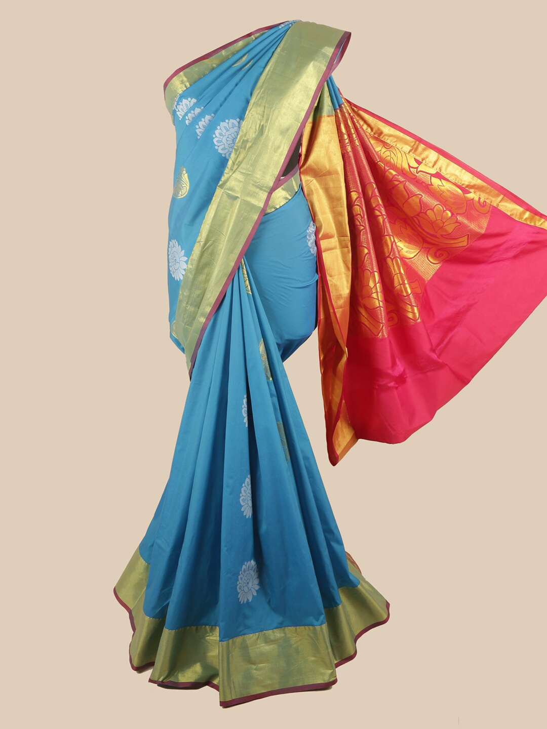 

Pothys Blue & Red Ethnic Motifs Zari Art Silk Saree