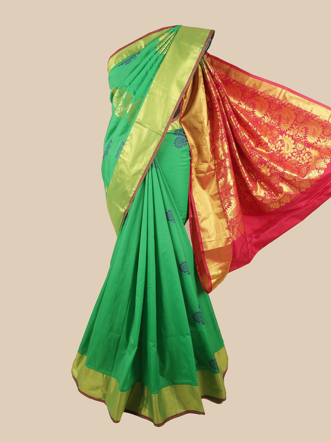 

Pothys Green & Magenta Ethnic Motifs Zari Art Silk Saree
