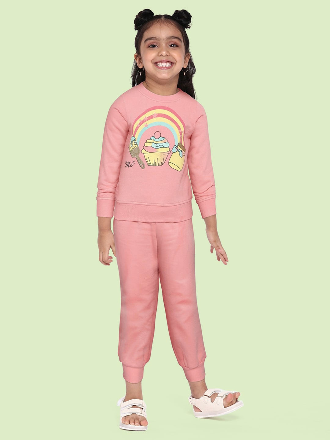 

pspeaches Girls Pink Top with Pyjamas