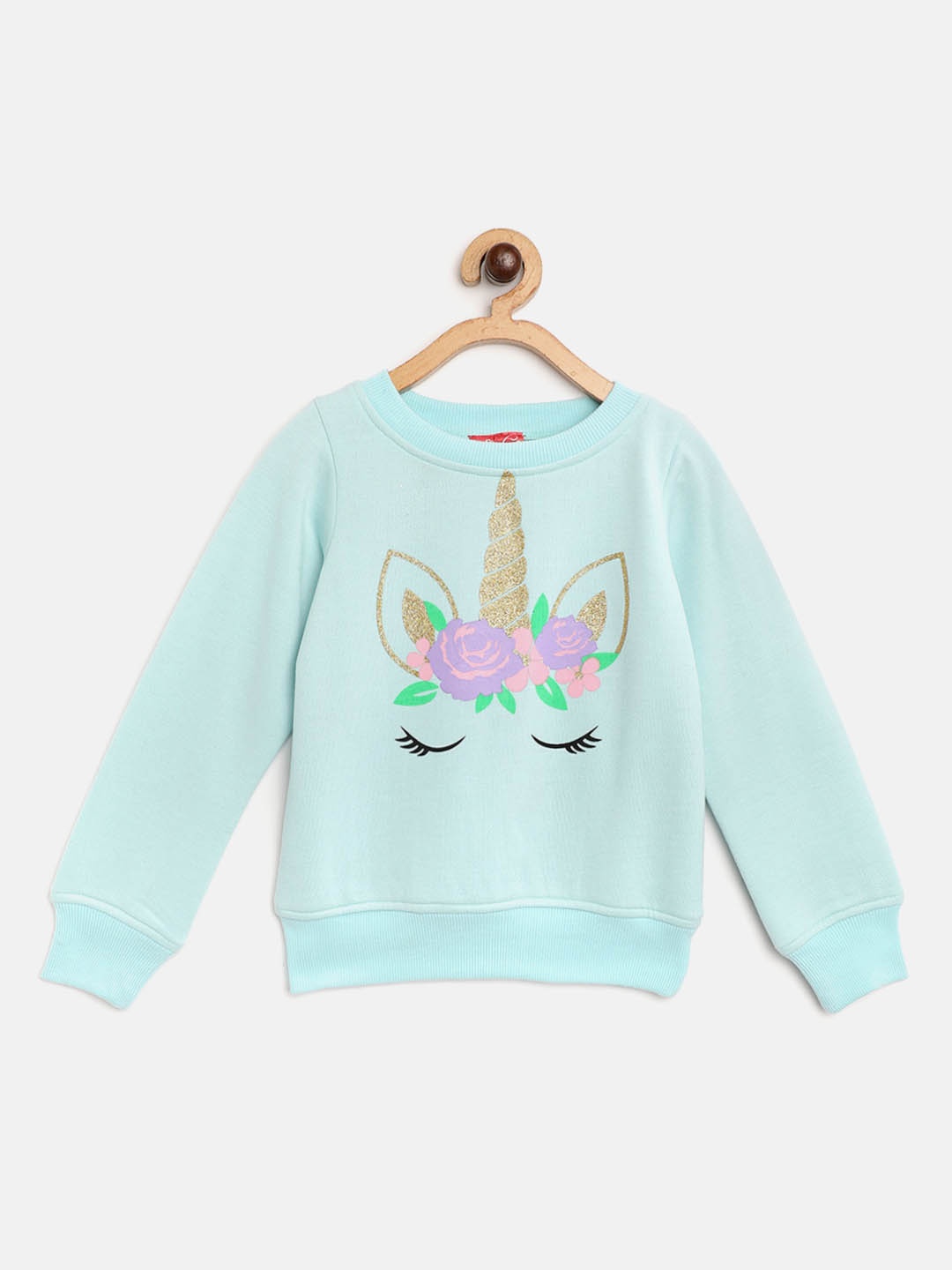 

pspeaches Girls Blue Unicorn Printed Sweatshirt