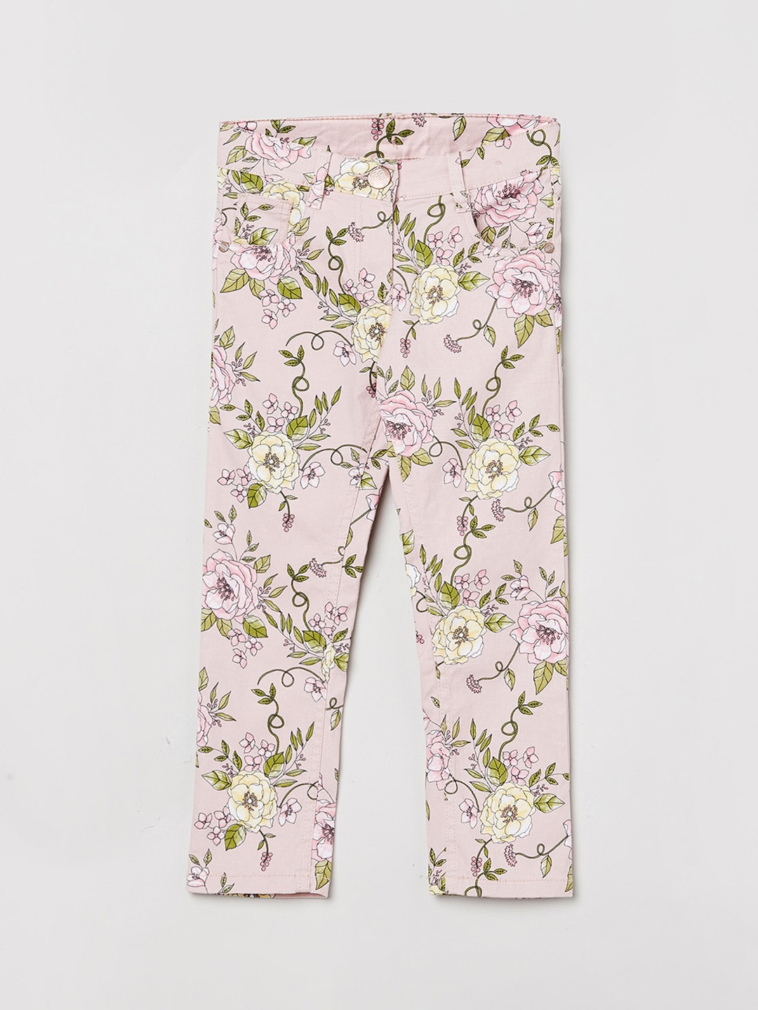 

max Girls Pink Floral Printed Trousers