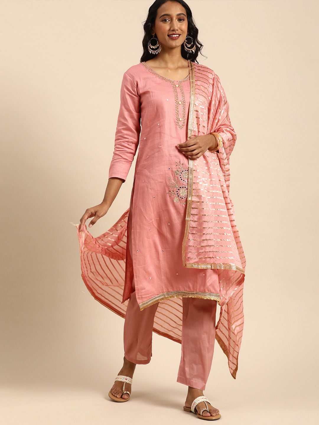 

Rajnandini Mauve Embroidered Unstitched Dress Material