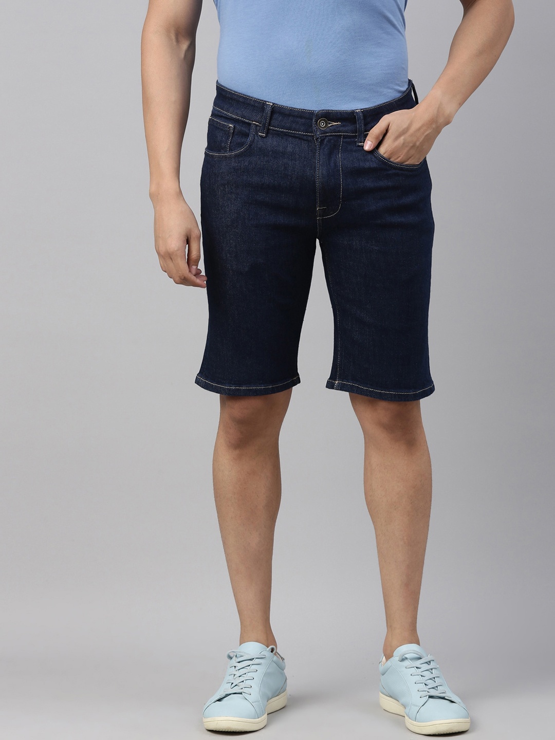 

American Bull Men Blue Slim Fit Denim Shorts