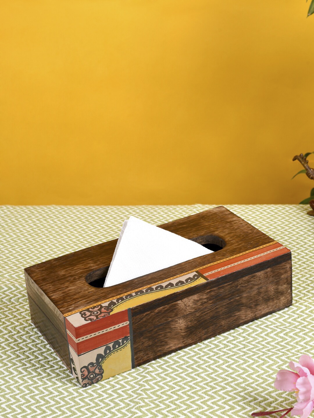 

AAKRITI ART CREATIONS Handcrafted Wooden Tissue Box, Brown