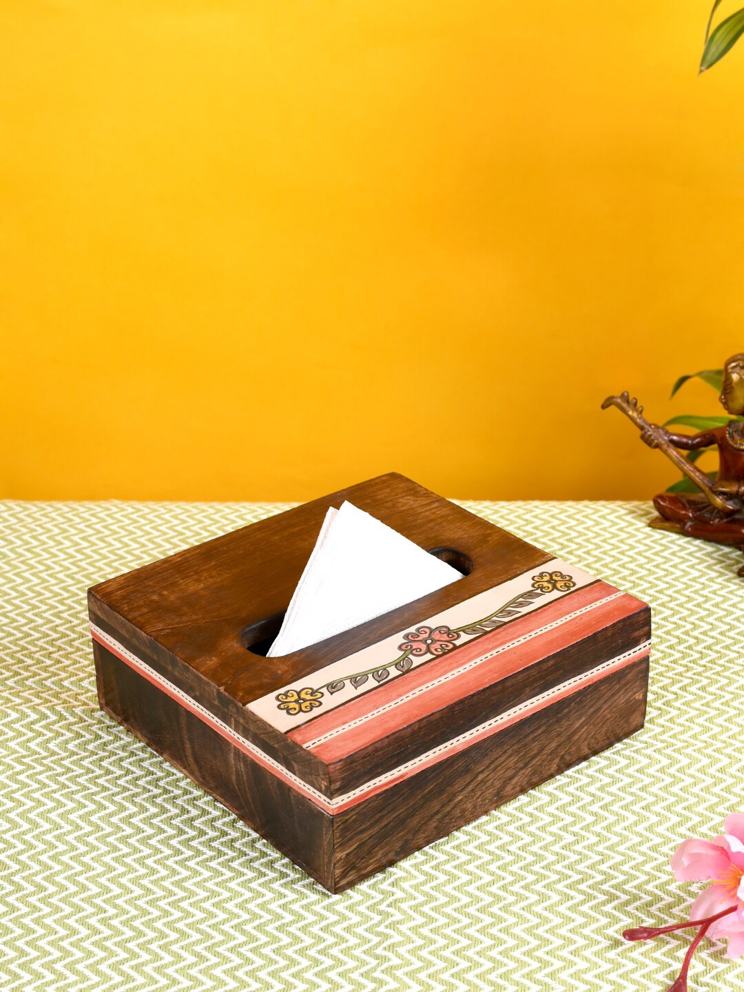 

AAKRITI ART CREATIONS Handcrafted Tissue Box, Brown