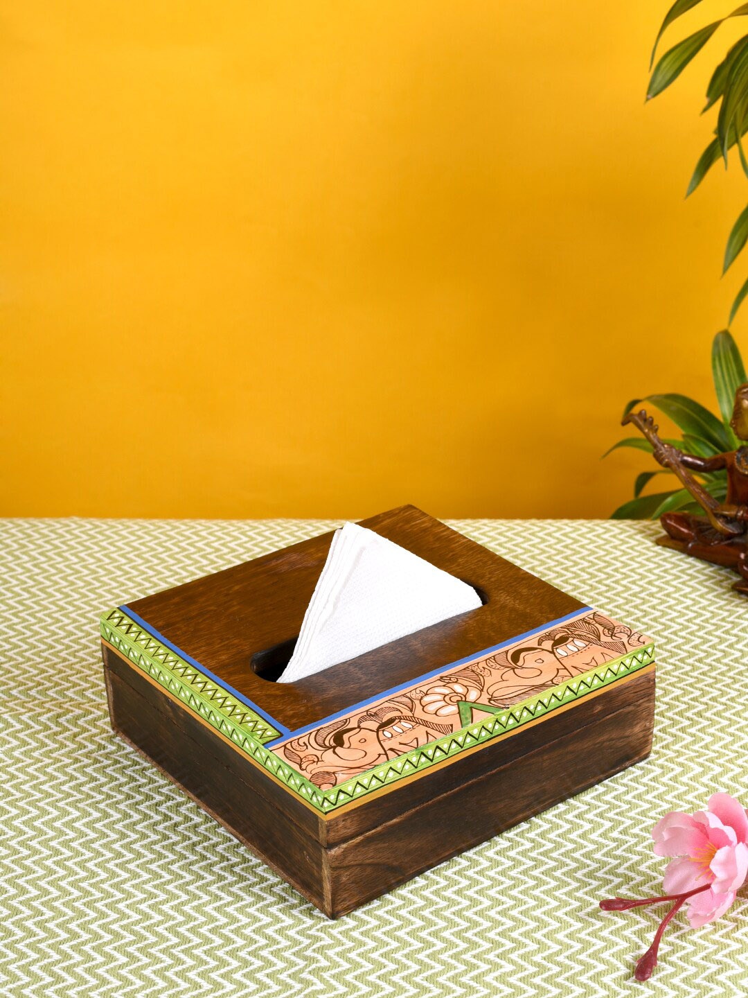 

AAKRITI ART CREATIONS Wooden Handcrafted Tissue Box, Brown