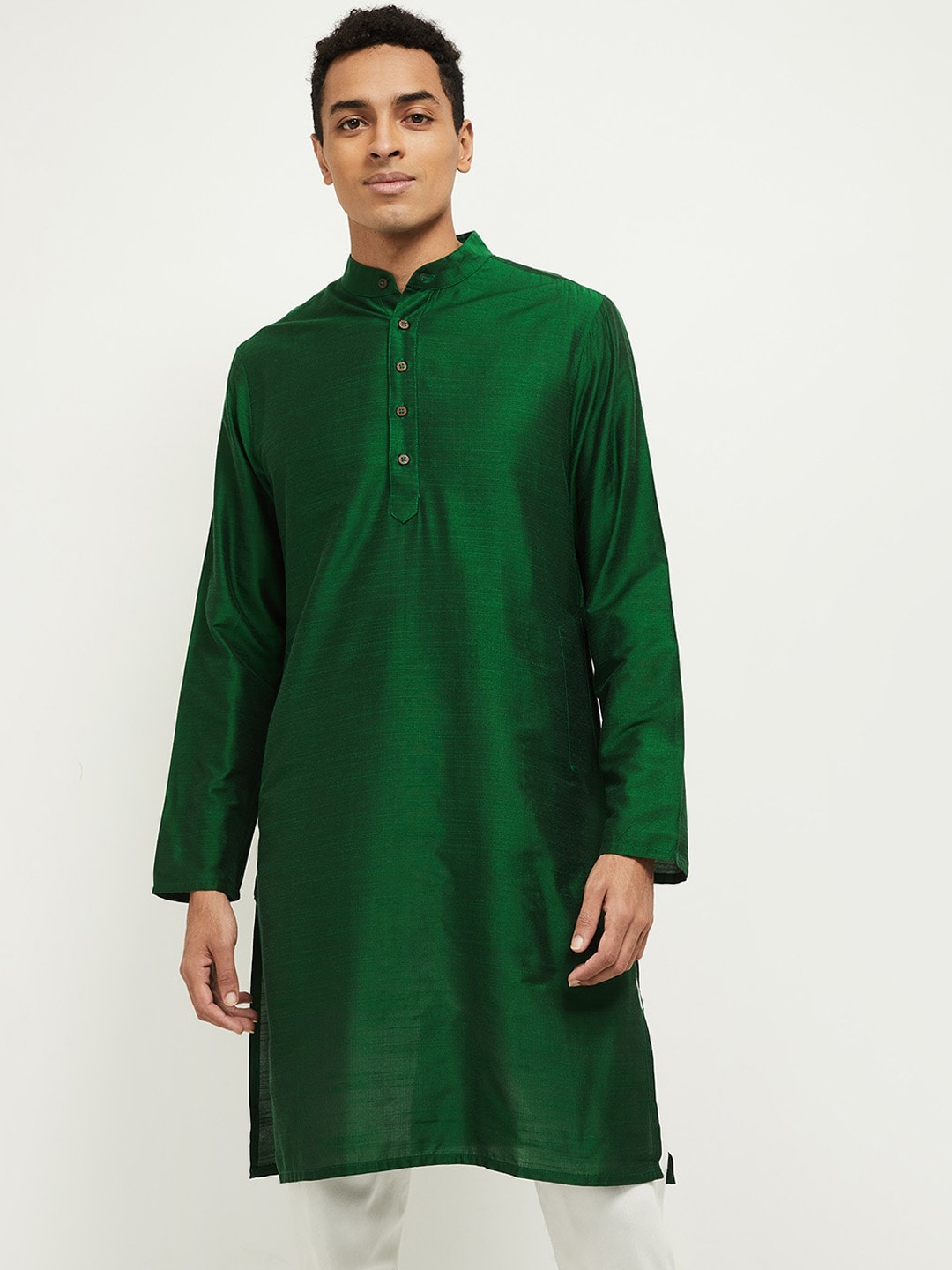 

max Men Green Thread Work Kurta