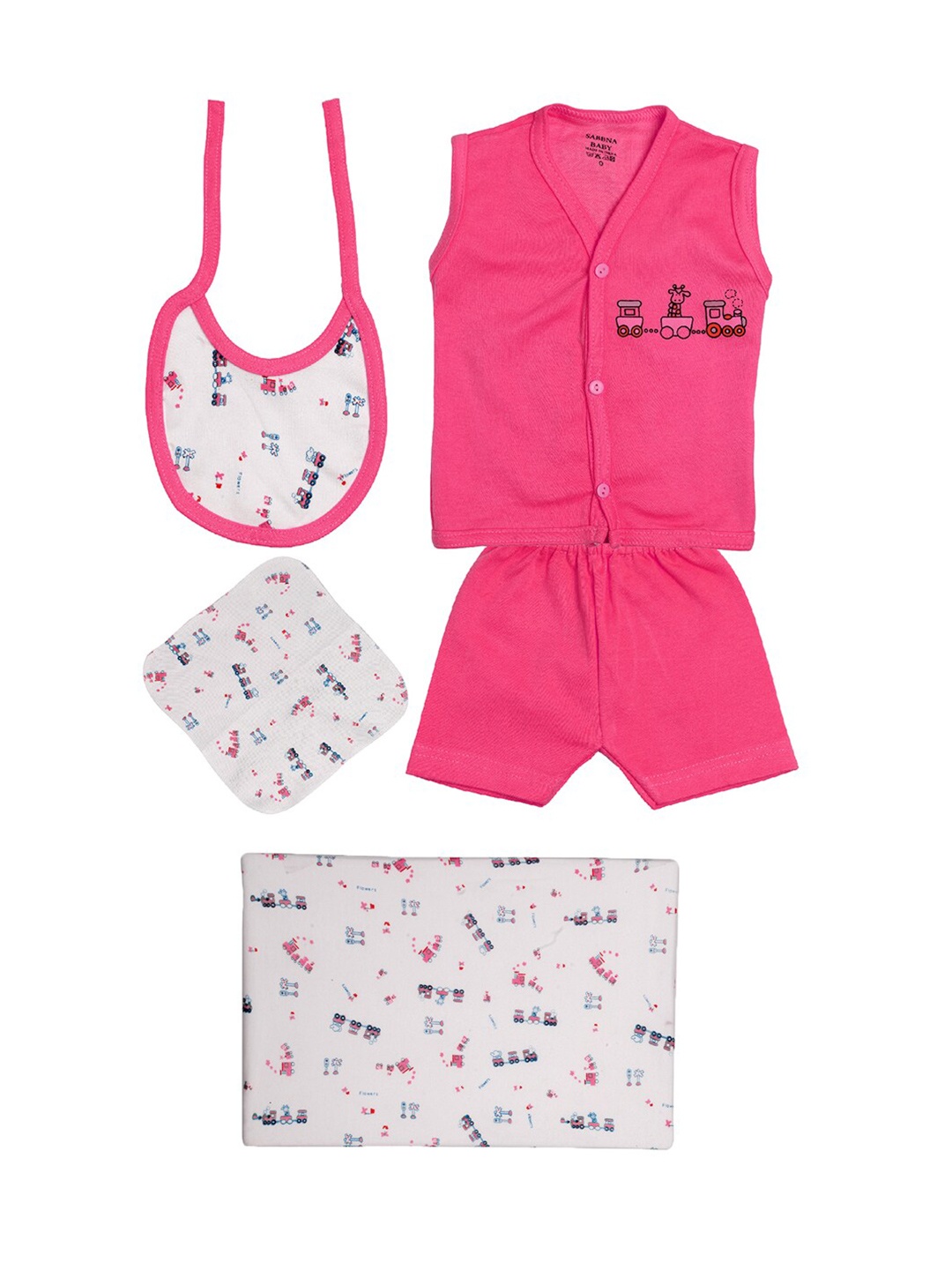 

TINY HUG Boys Pink Combo of 5 items Baby Apparel Gift Set