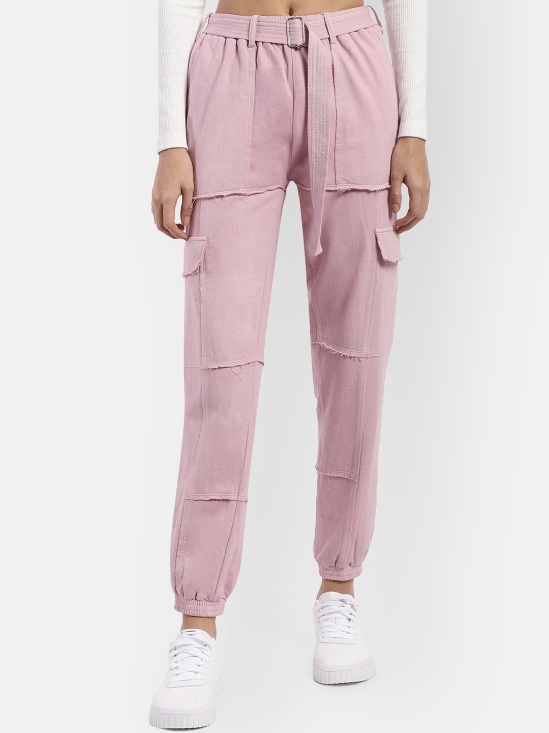 

R26 Women Pink Solid Pure Cotton Joggers