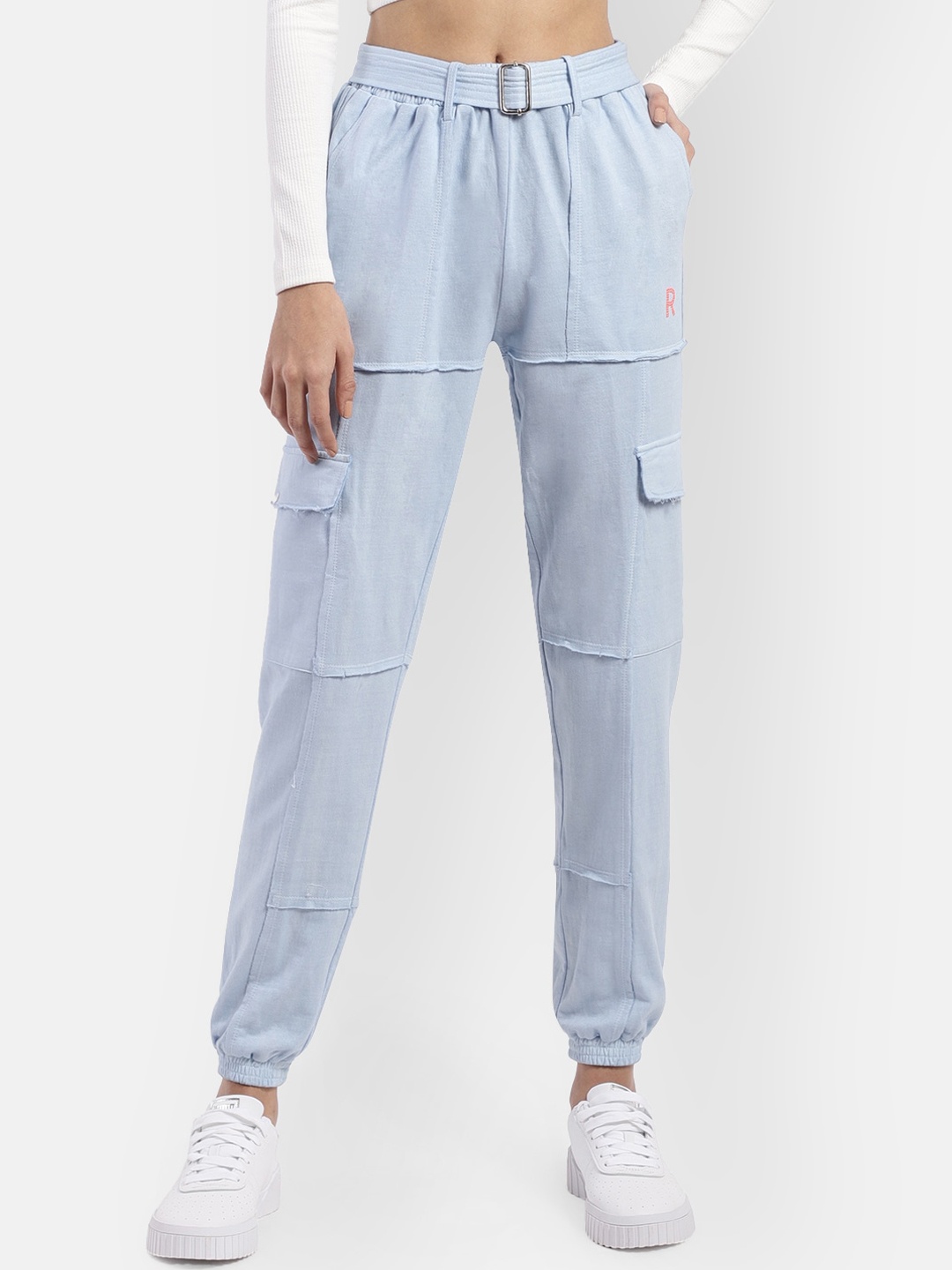 

R26 Women Blue Solid Cotton Joggers