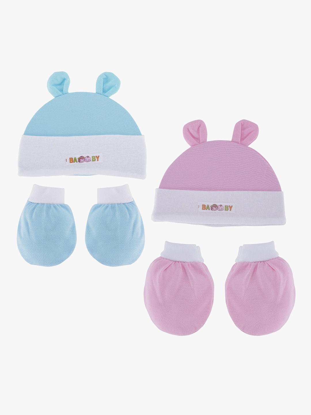 

POKORY Infants Blue & Pink Pack of 2 Pure Cotton Apparel Set