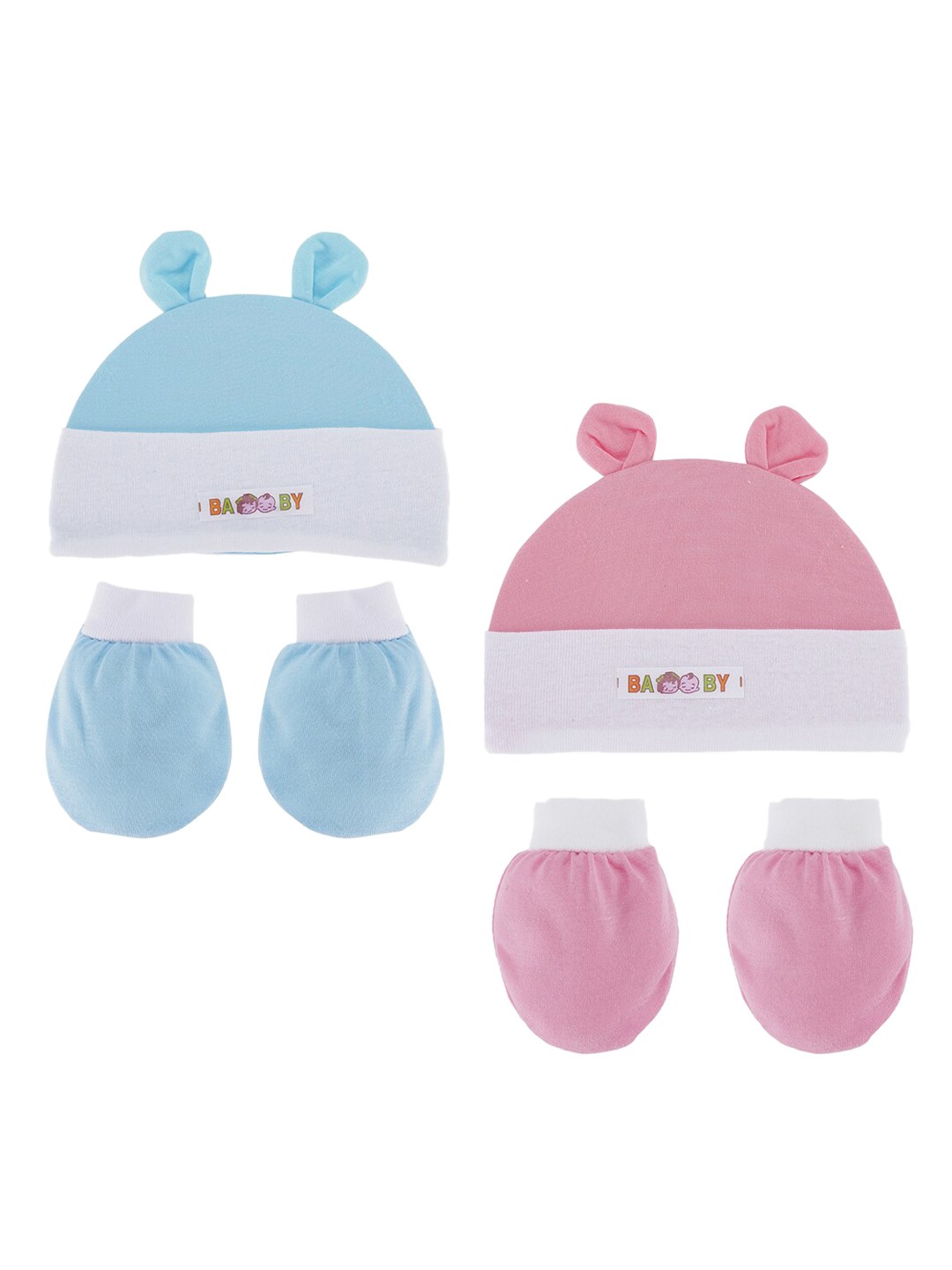 

POKORY Infants Blue & Pink Pack of 2 Pure Cotton Apparel Set