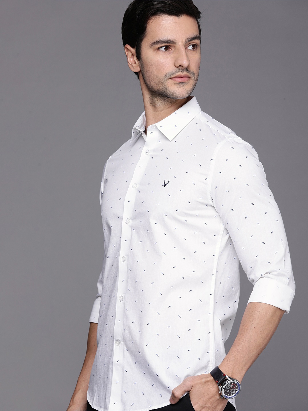 

Allen Solly Sport Men White Ultra Slim Fit Printed Pure Cotton Casual Shirt