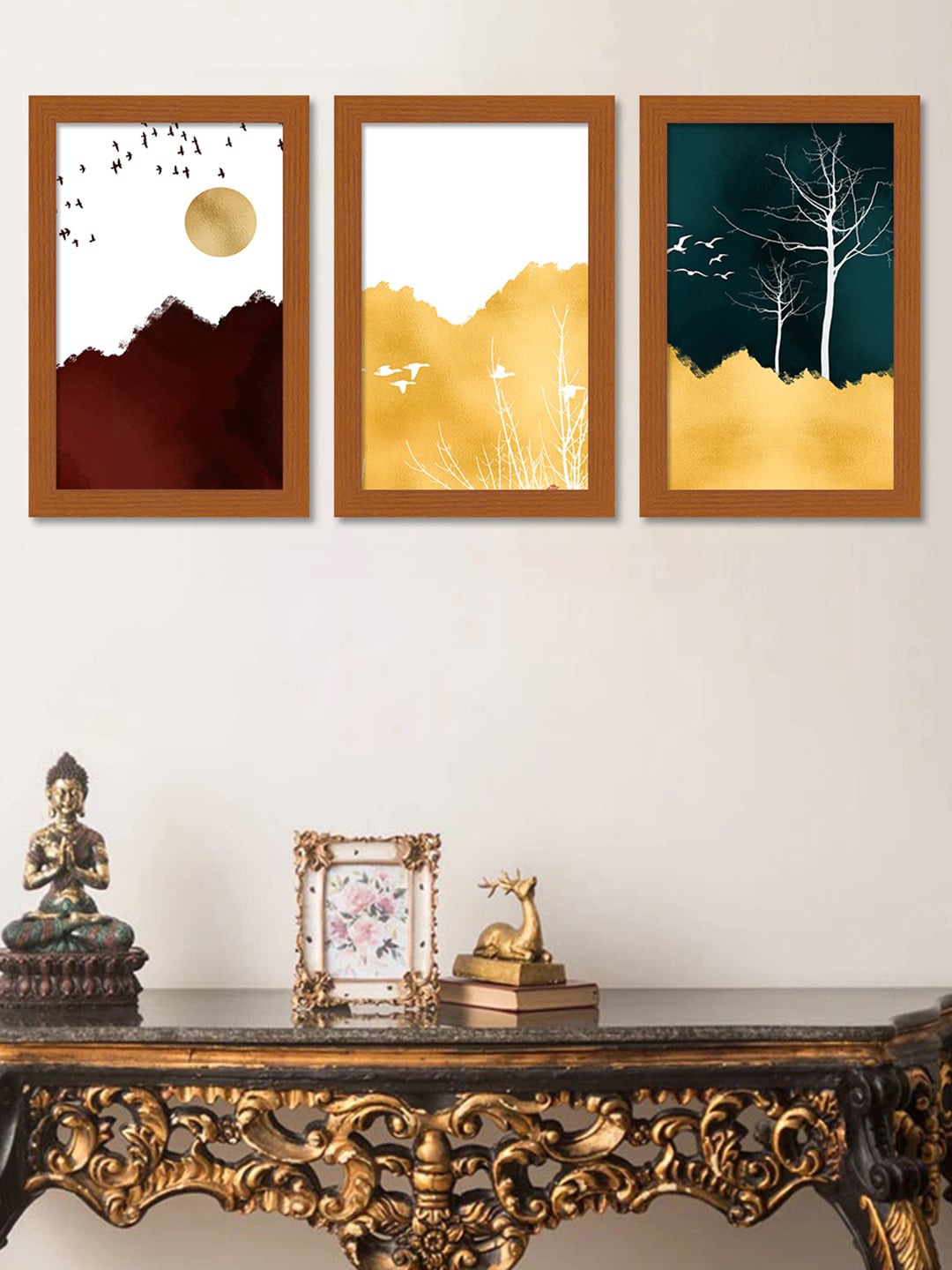

Art Street Brown Set Of 3 Wall Painting