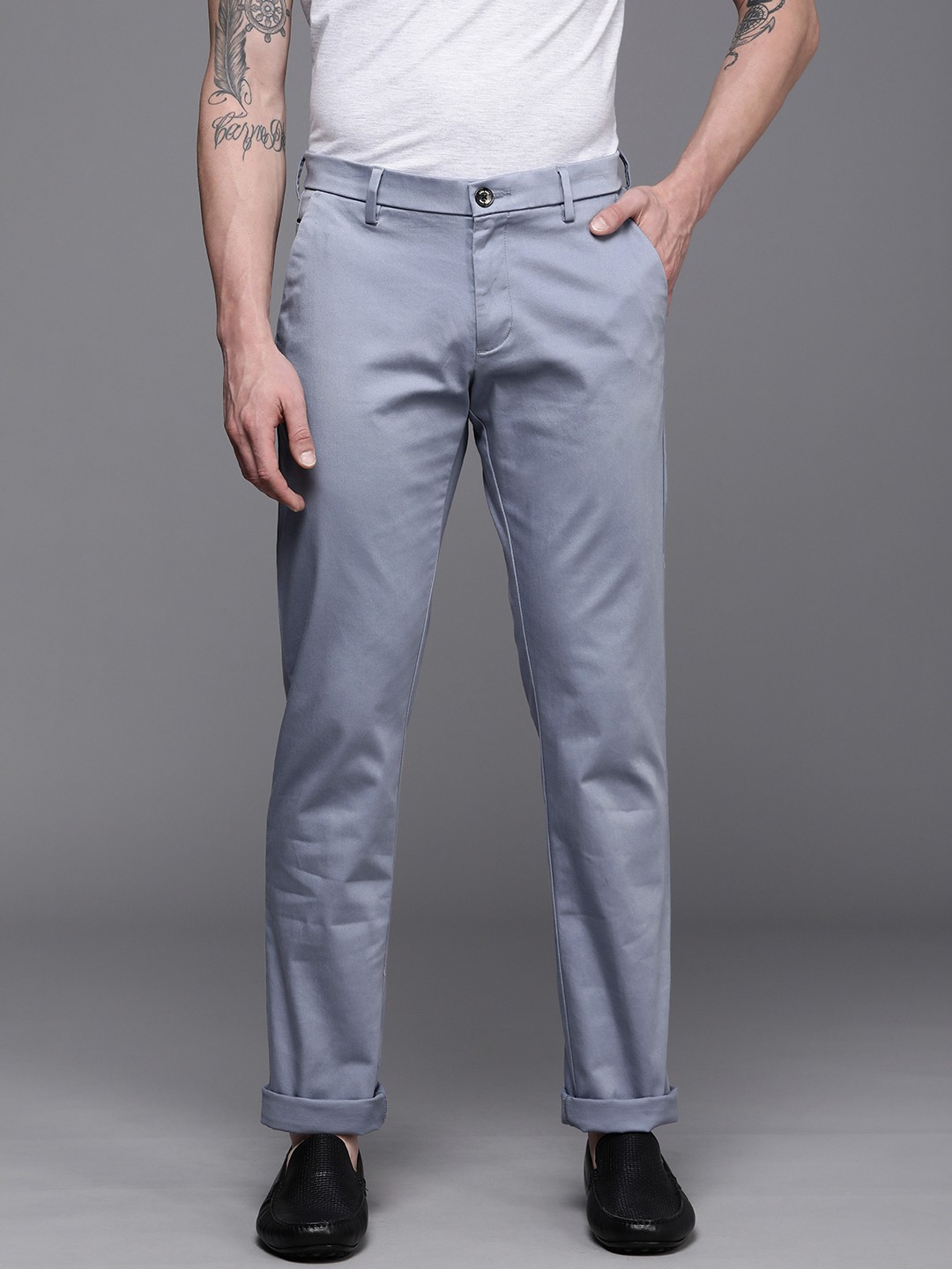 

Allen Solly Men Blue Slim Fit Regular Trousers