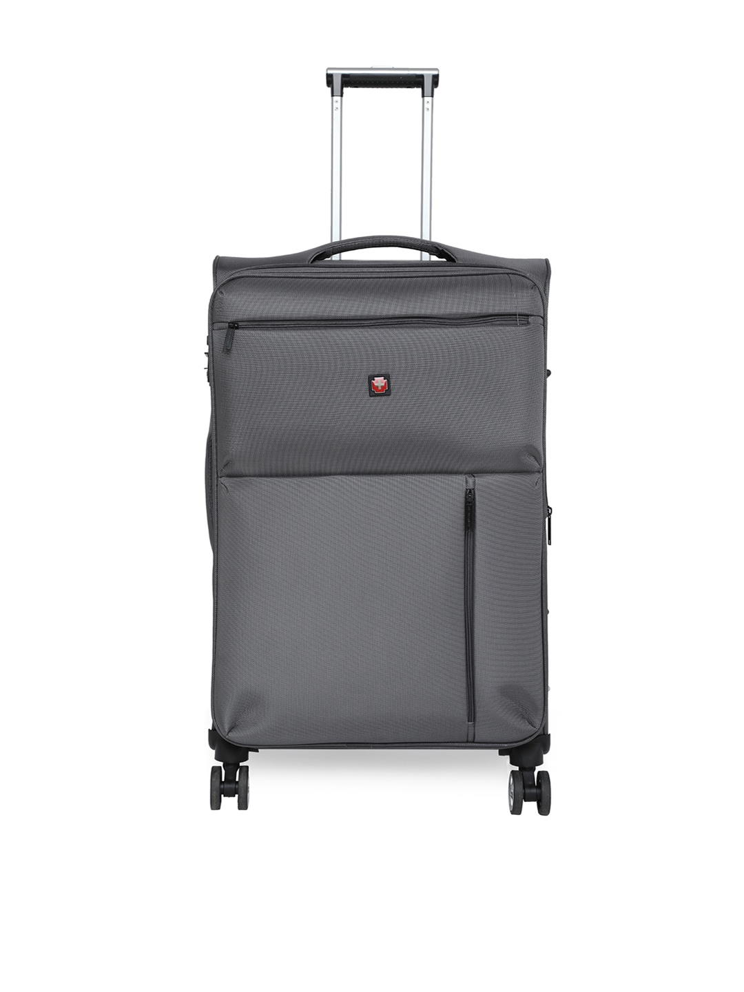 

SWISS BRAND Unisex Grey Solid Large Soft-Sided Large Trolley Suitcase