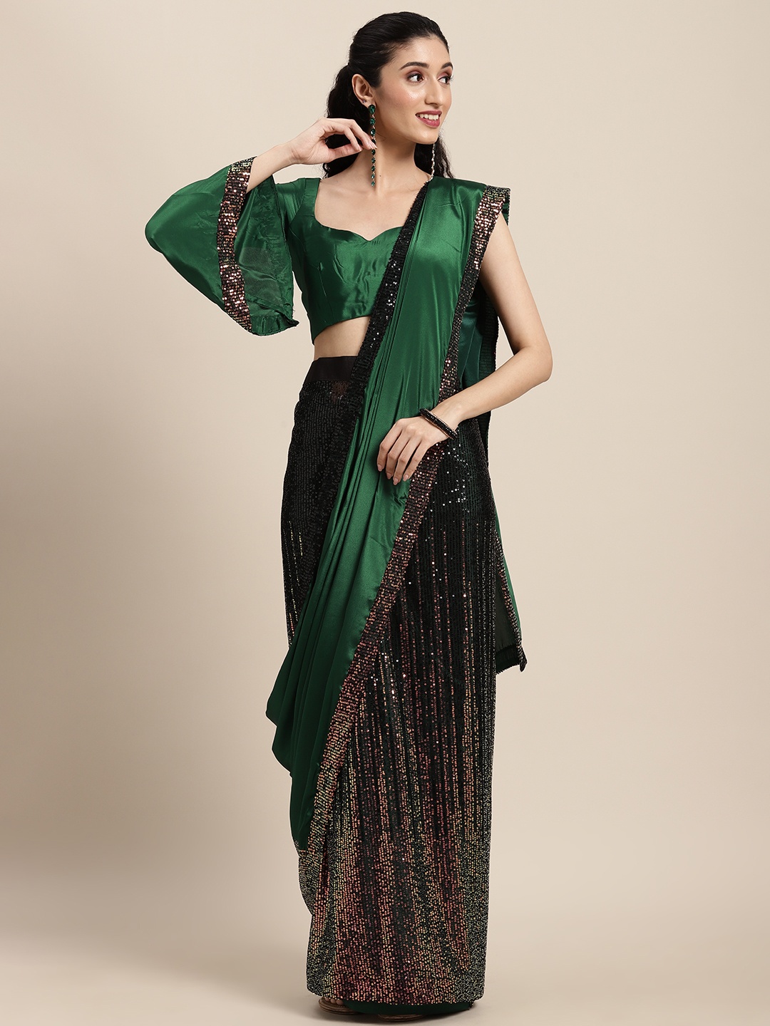 

Tikhi Imli Green Sequinned Saree