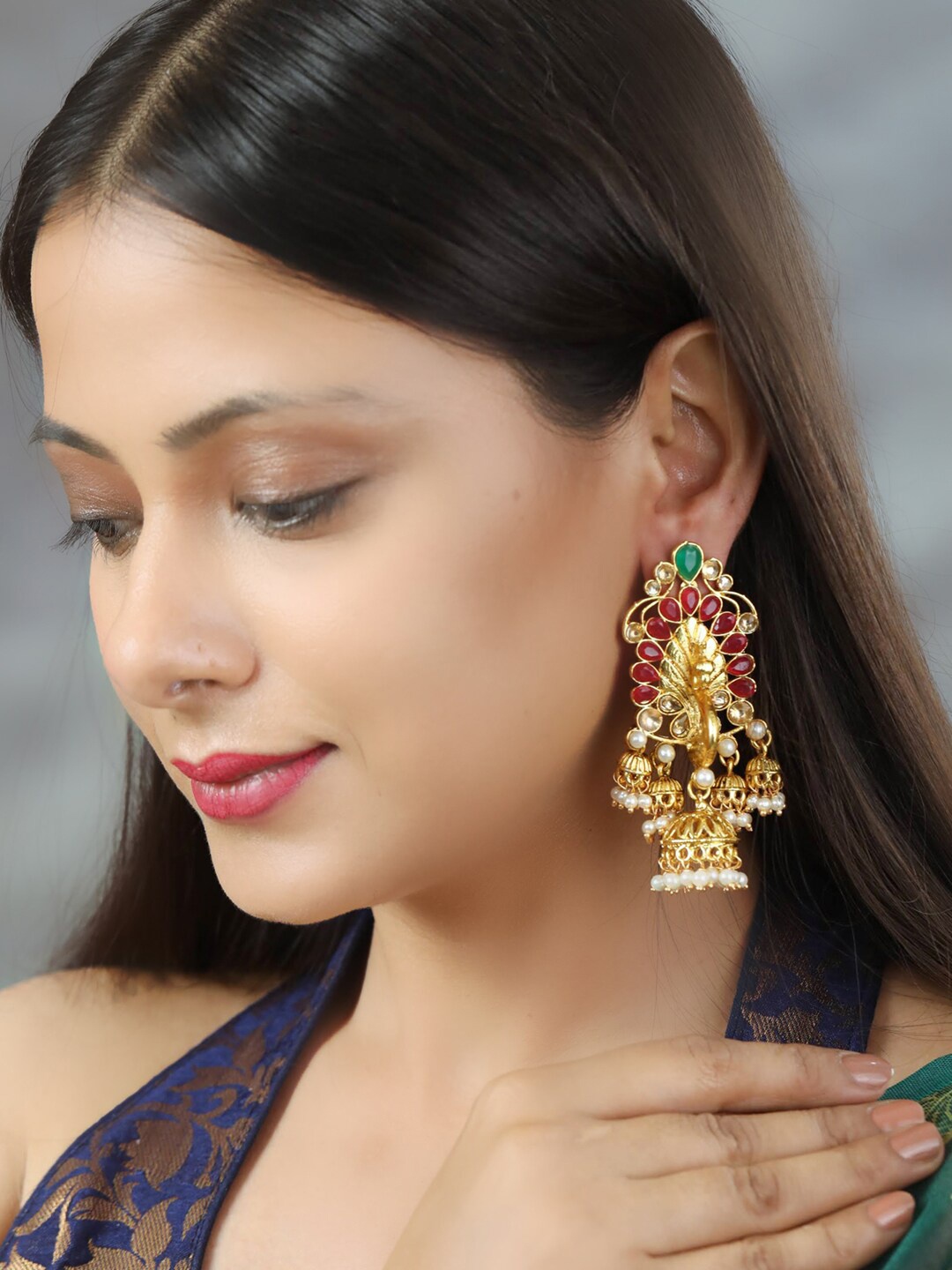 

Priyaasi Woman Gold-Toned Contemporary Jhumkas Earrings