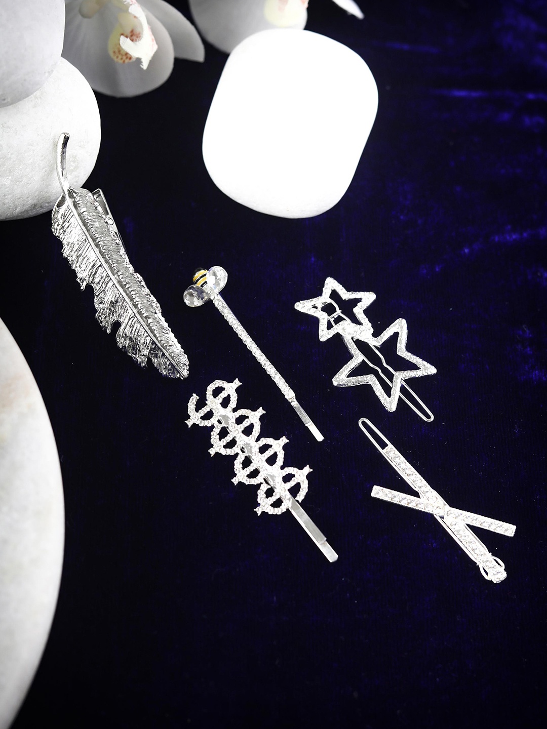 

Priyaasi Women Silver-Toned Set of 5 Alligator Hair Clip