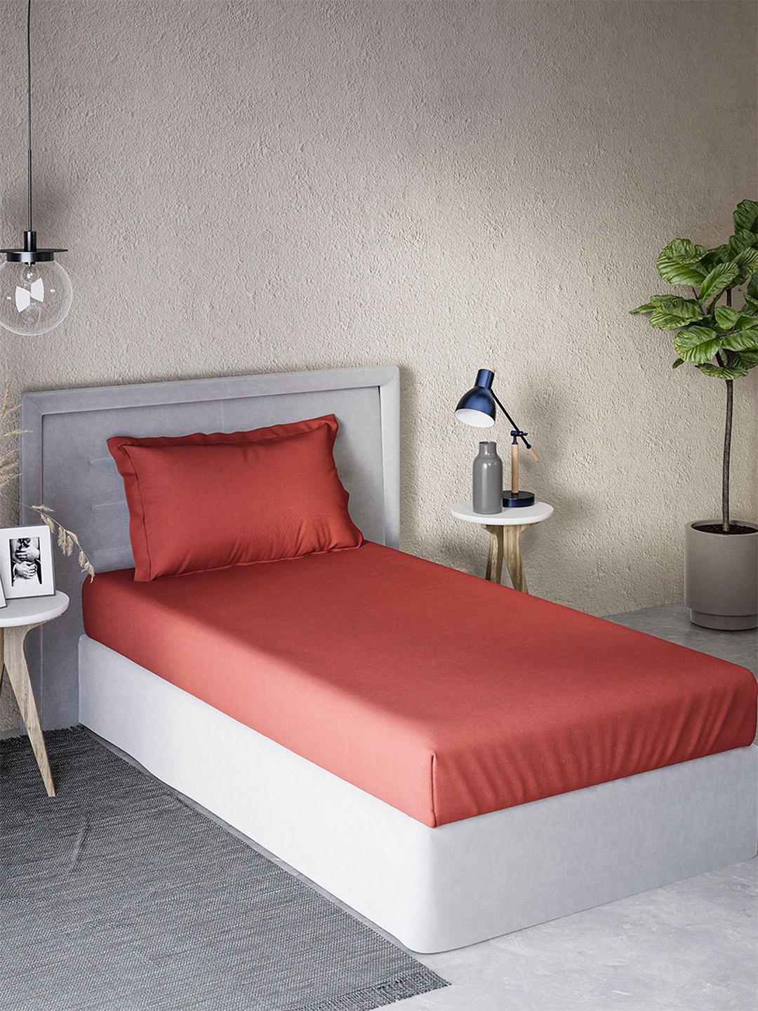

DDecor Rust Red 180 TC Cotton Single Bedsheet with 1 Pillow Cover