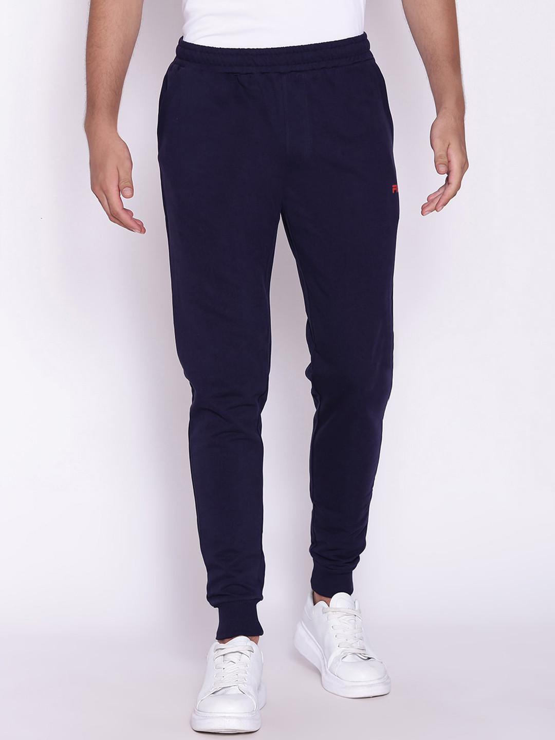 

FILA Men Navy Blue Solid Pure Cotton Joggers