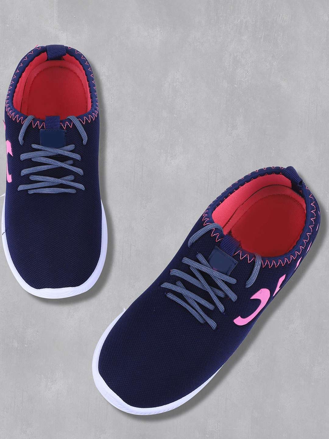 

FABBMATE Women Blue& Pink Printed Walking Shoes, Navy blue