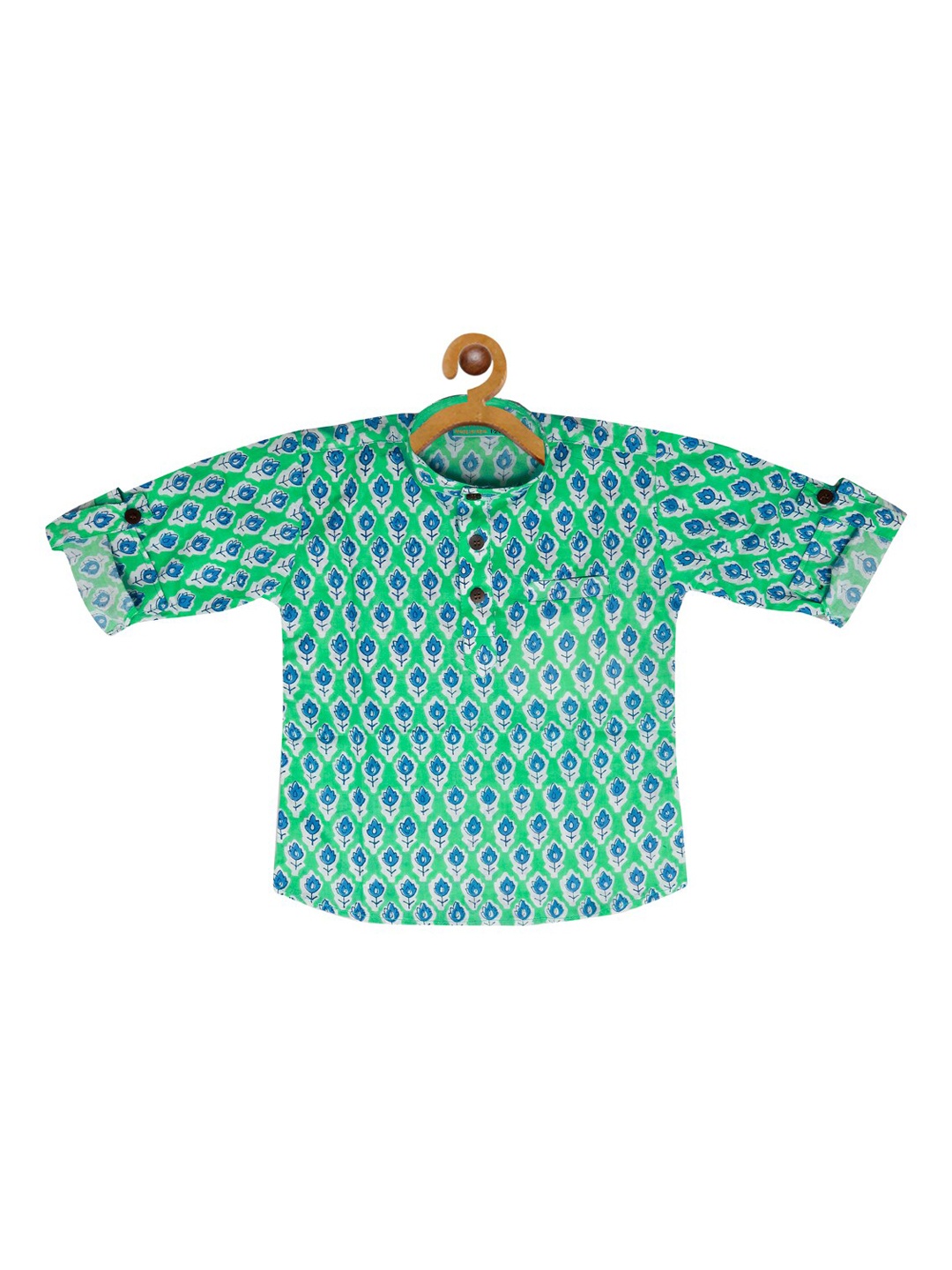 

LIL PITAARA Boys Sea Green Opaque Printed Casual Shirt