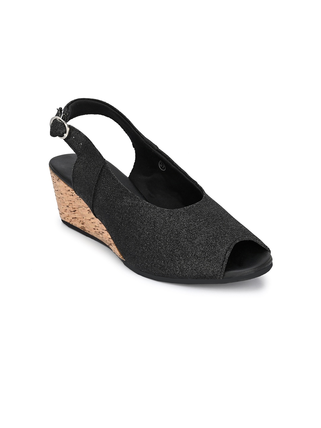 

DressBerry Black & Beige Peep Toes Wedges