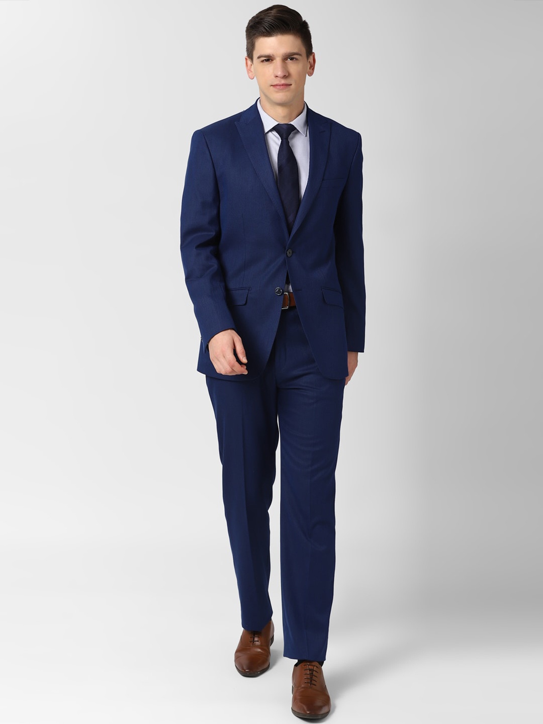 

Peter England Elite Men Navy Blue Solid Single-Breasted Formal Suit