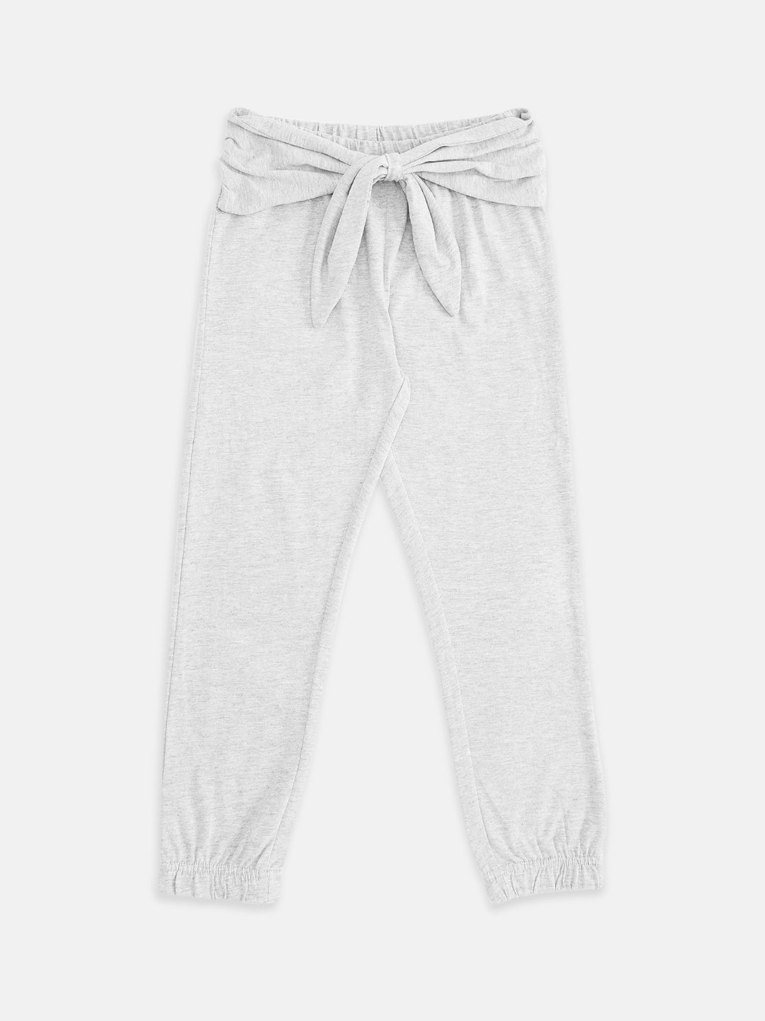 

Pantaloons Junior Girls Grey Melange Solid Pure Cotton Joggers
