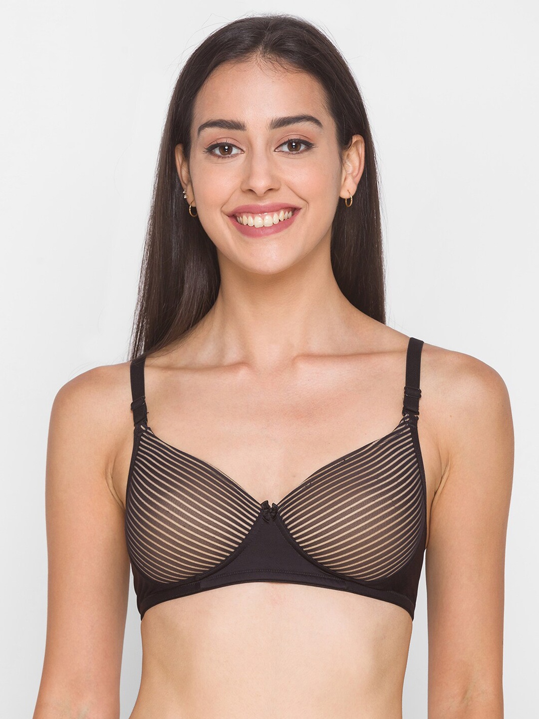 

Candyskin Women Black Striped Full Coverage Lightly Padded Everyday Bra