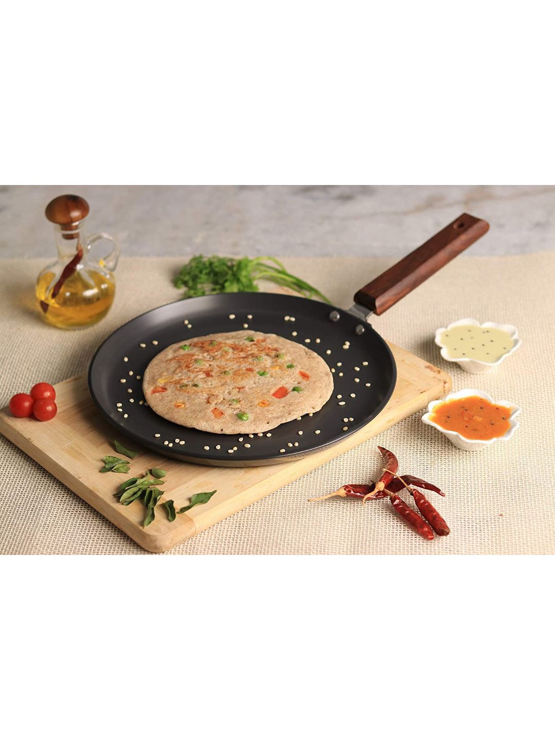 

Wonderchef Black & Brown Solid Ebony Anodized Dosa Tawa
