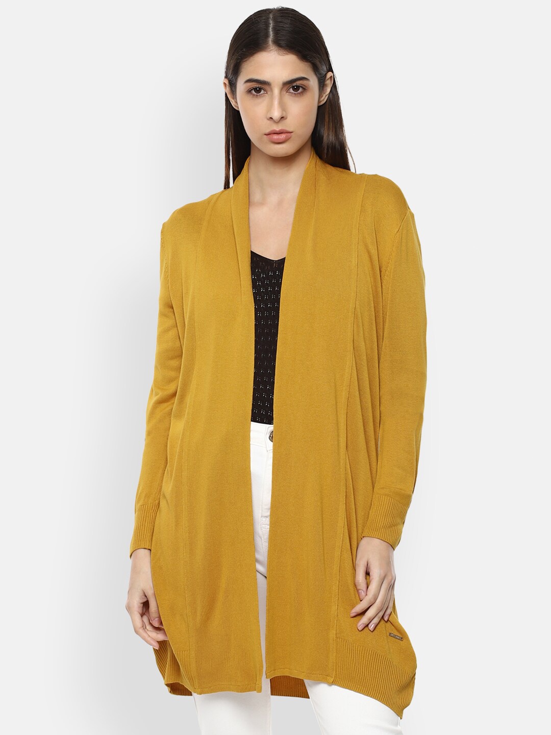 

Van Heusen Woman Women Mustard Longline Front-Open Sweater