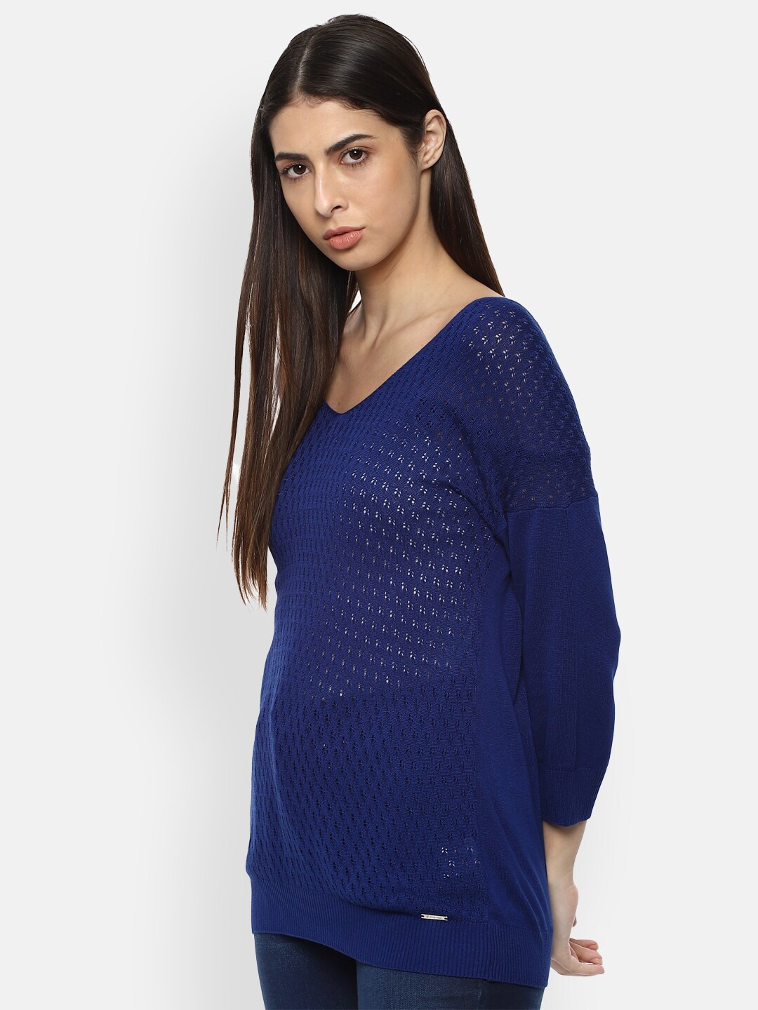 

Van Heusen Woman Blue Open Knit Pullover