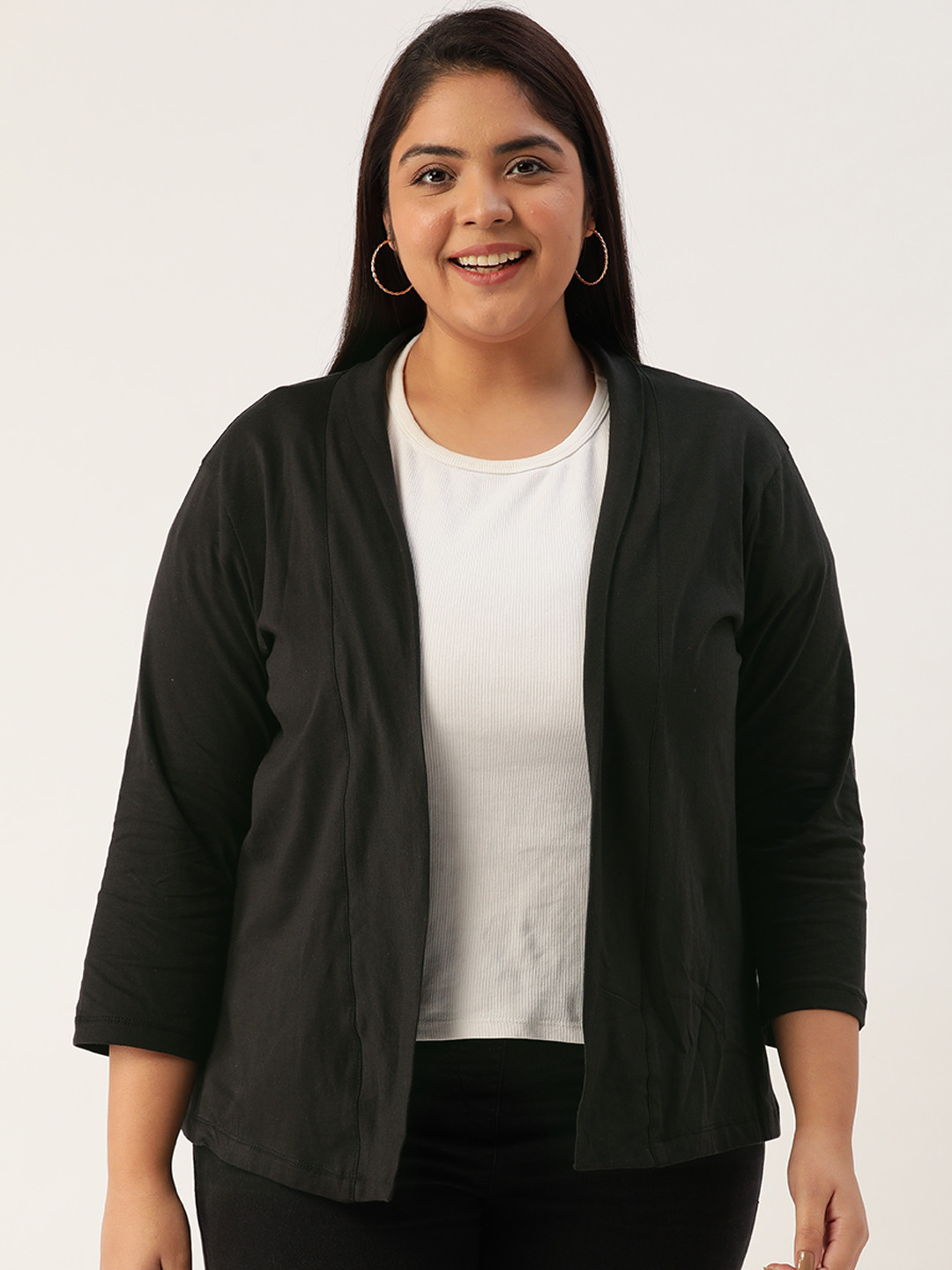 

Rute Plus Size Women Black Open Front Shrug