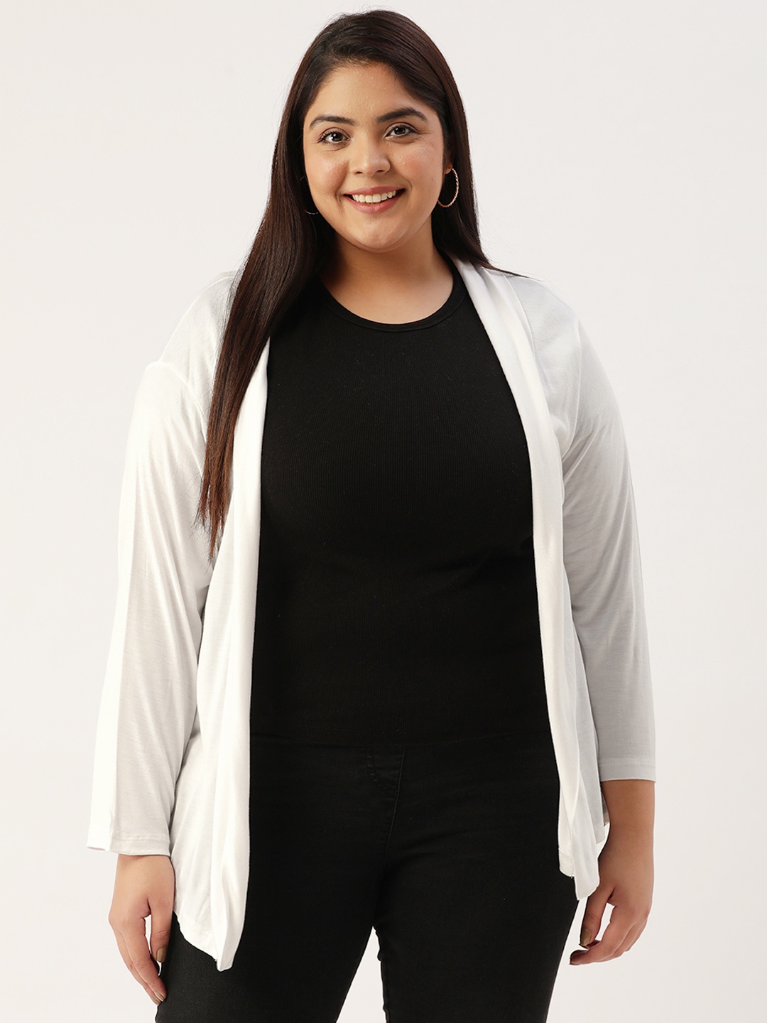 

Rute Plus Size Women Beige Open Front Shrug