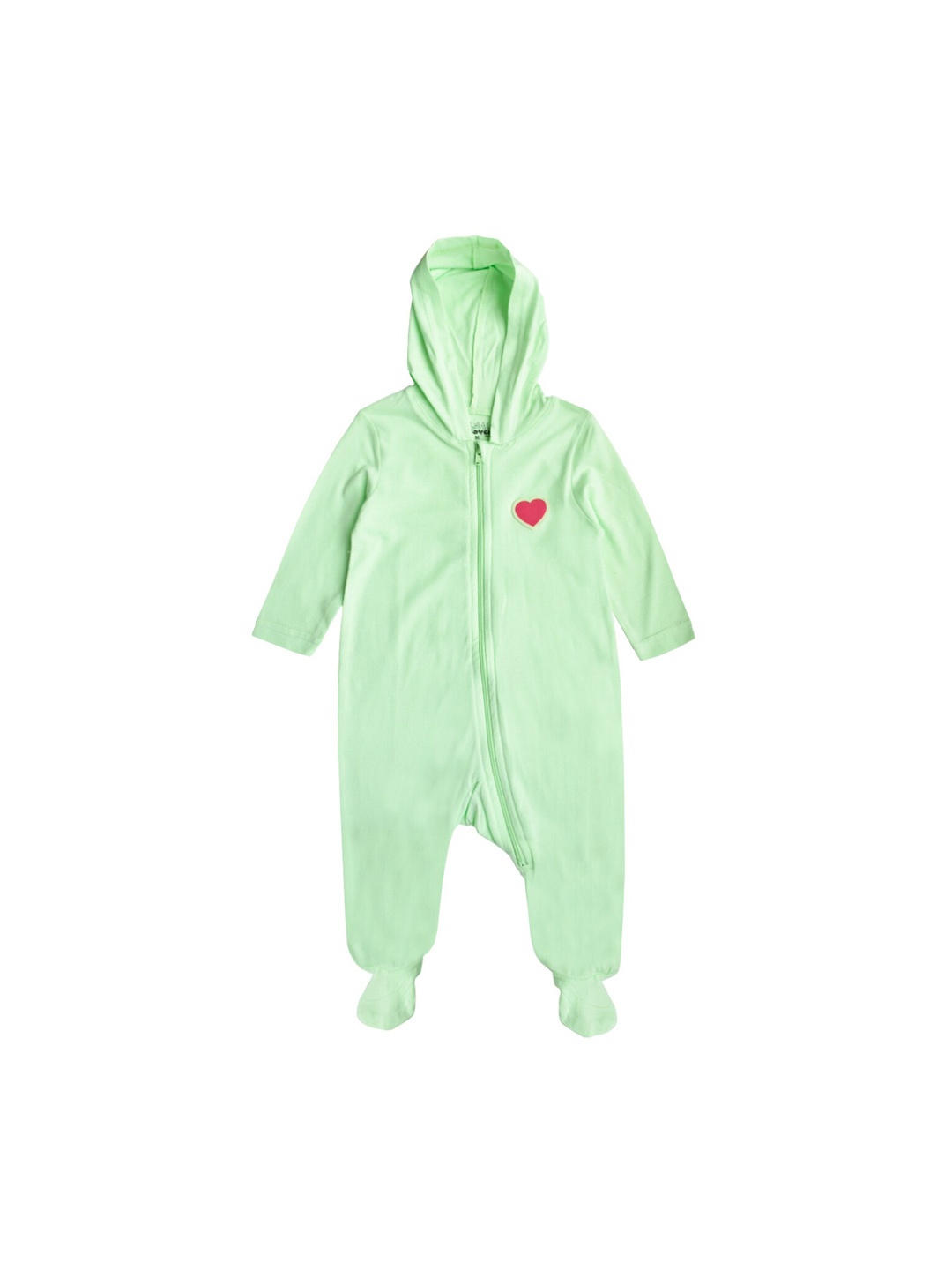 

little heaven Kids-Girls Green Solid Hooded Cotton Rompers