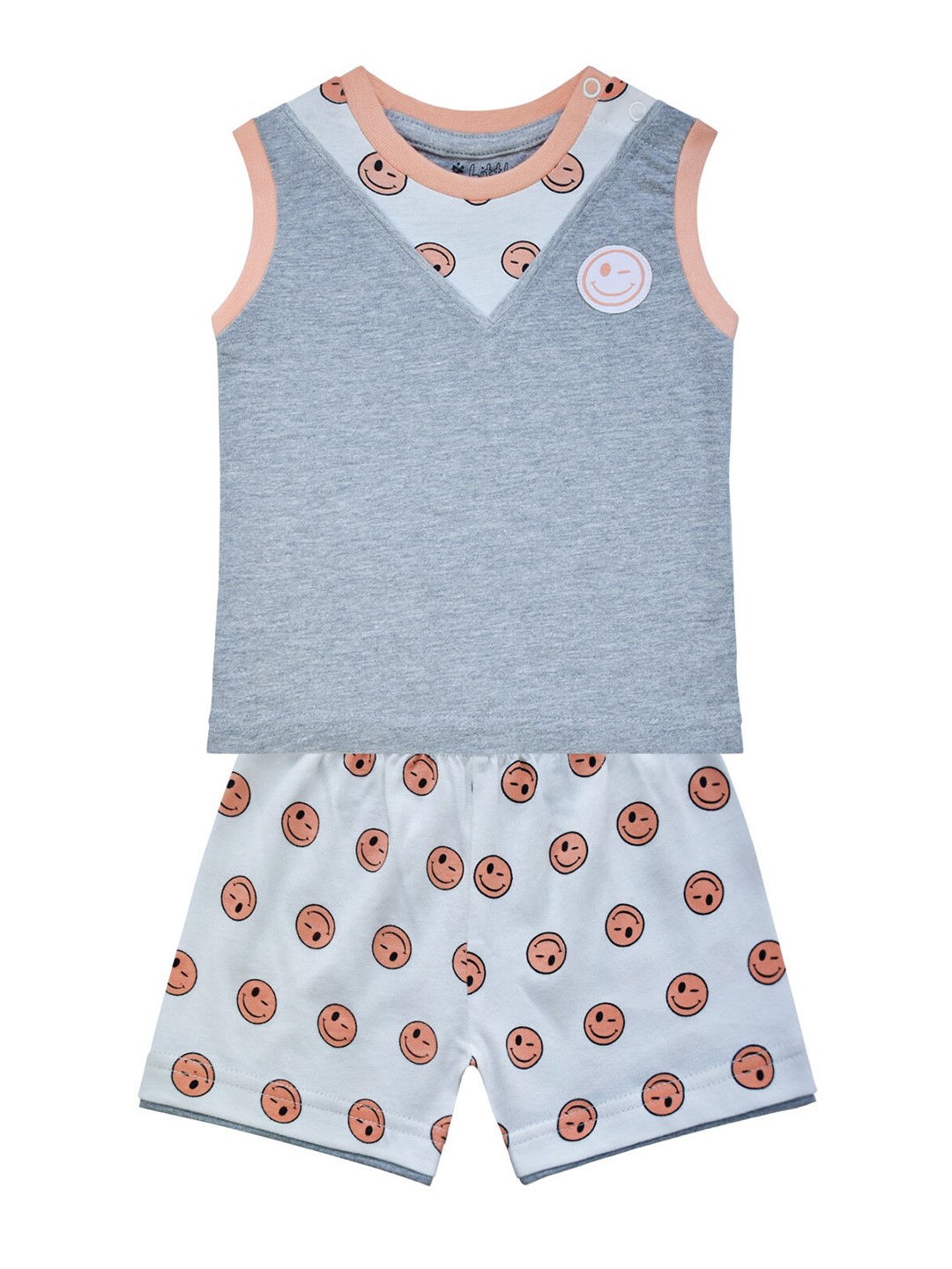 

little heaven Infant Boys Grey & White T-shirt with Shorts Pure Cotton Clothing Set