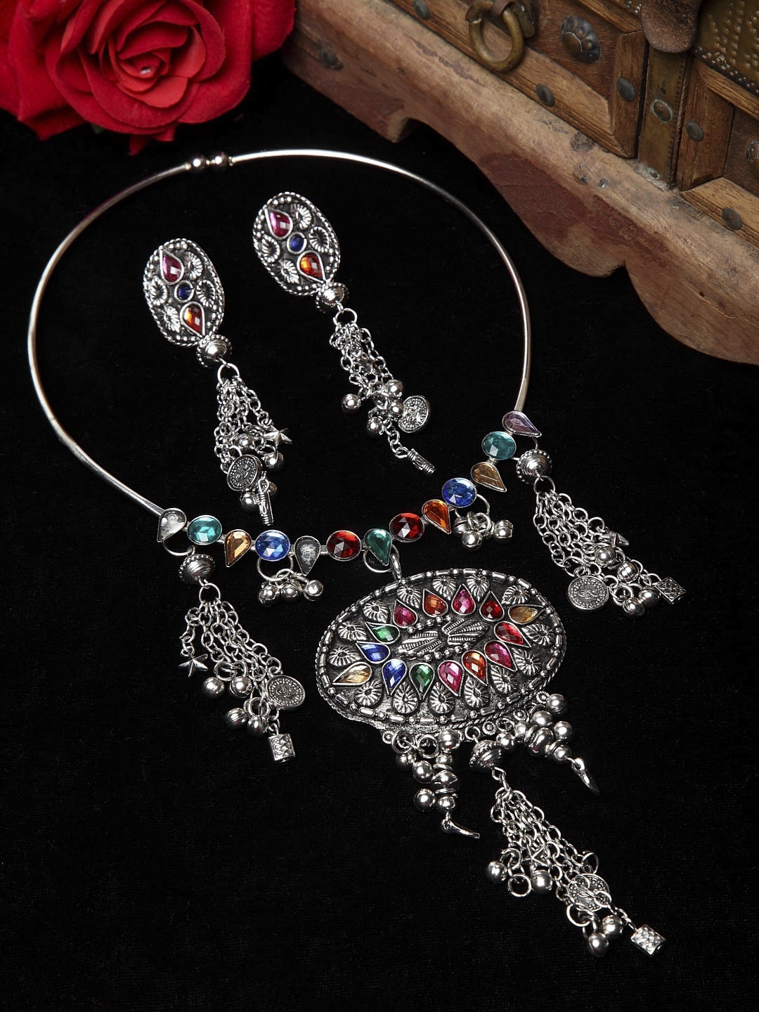 

Moedbuille Oxidised Silver-Plated Handcrafted Jewellery Set