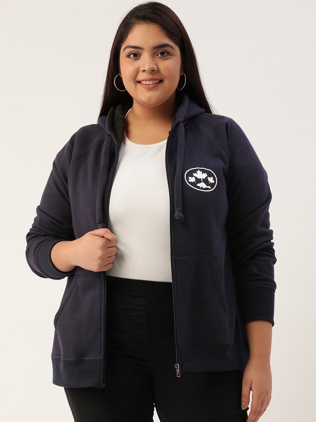 

Rute Plus Size Women Navy Blue Hooded Sweatshirt