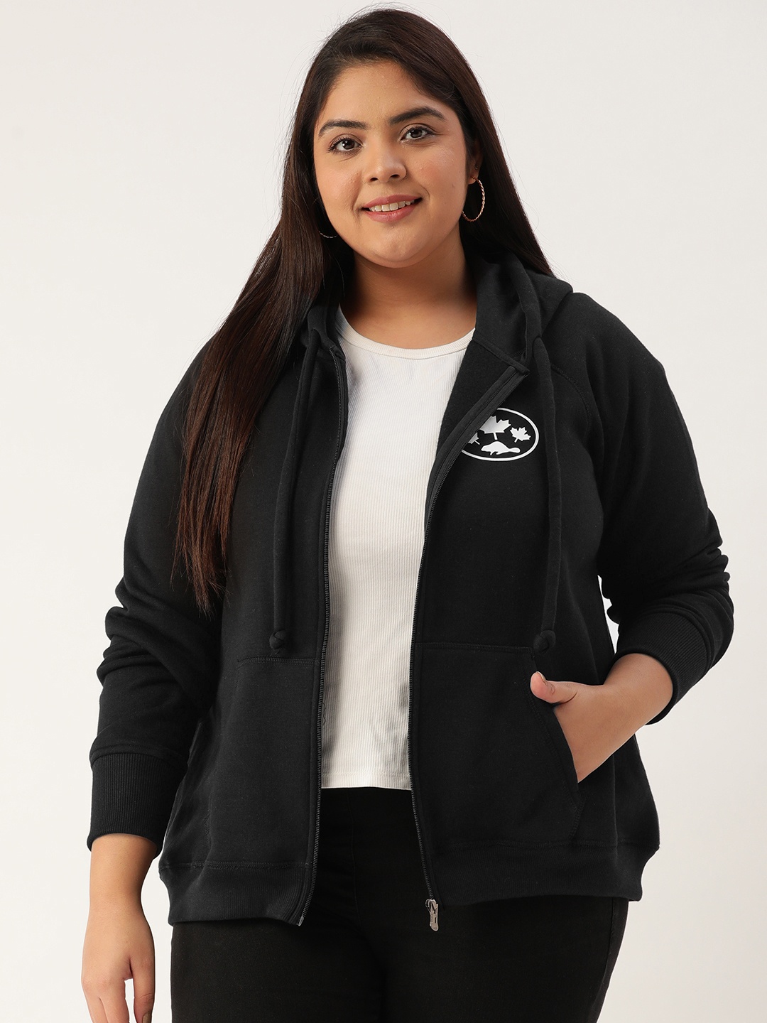 

Rute Plus Size Women Black Hooded Sweatshirt