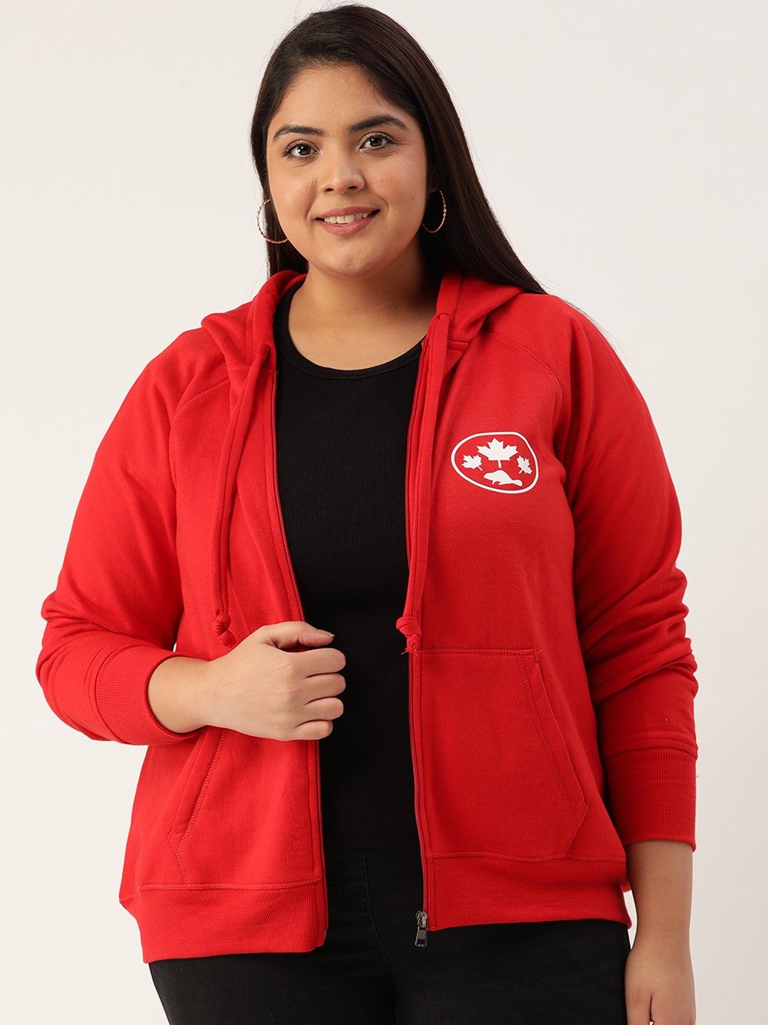 

Rute Plus Size Women Red Hooded Sweatshirt